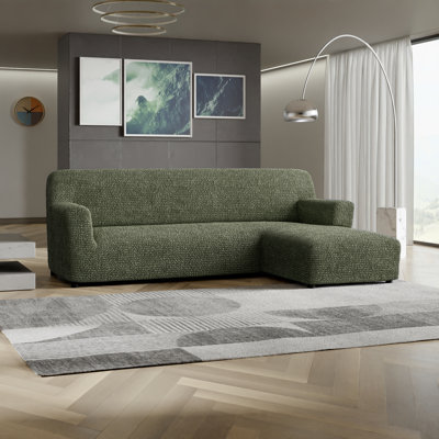 Stretchy Slipcover for Chaise Sectional - Easy to Clean & Durable - Microfibra Collection (Right Chaise)
