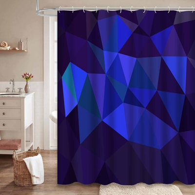 Large rideau de douche abstrait géométrique triangulaire à 12 crochets