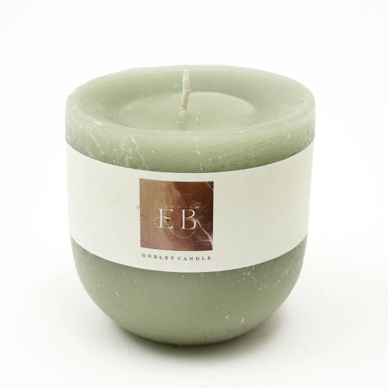 Bougie verte à pied | Pièce décorative en cire de 4 po x 4 po