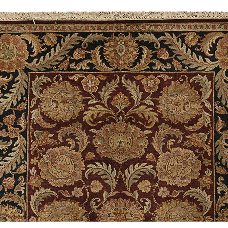 High-Quality Hand-Knotted Red And Blue Area Rug, Rectangle 8'3" x 9'11"