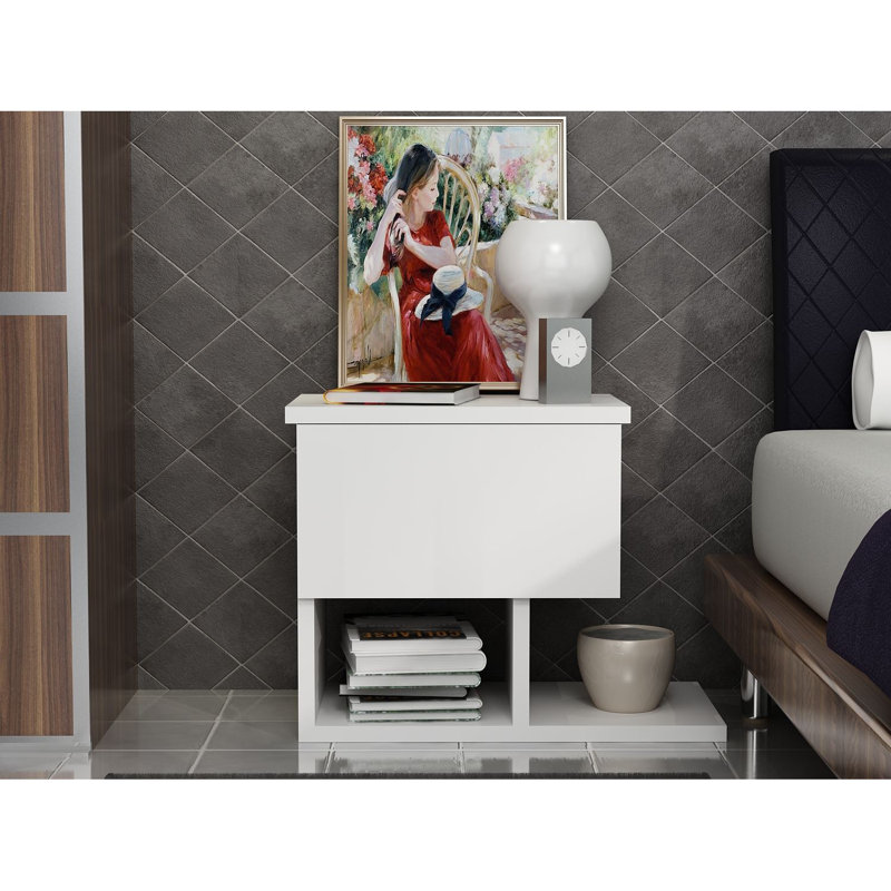 Carpentier 46.8cm W Manufactured Wood Bedside Table