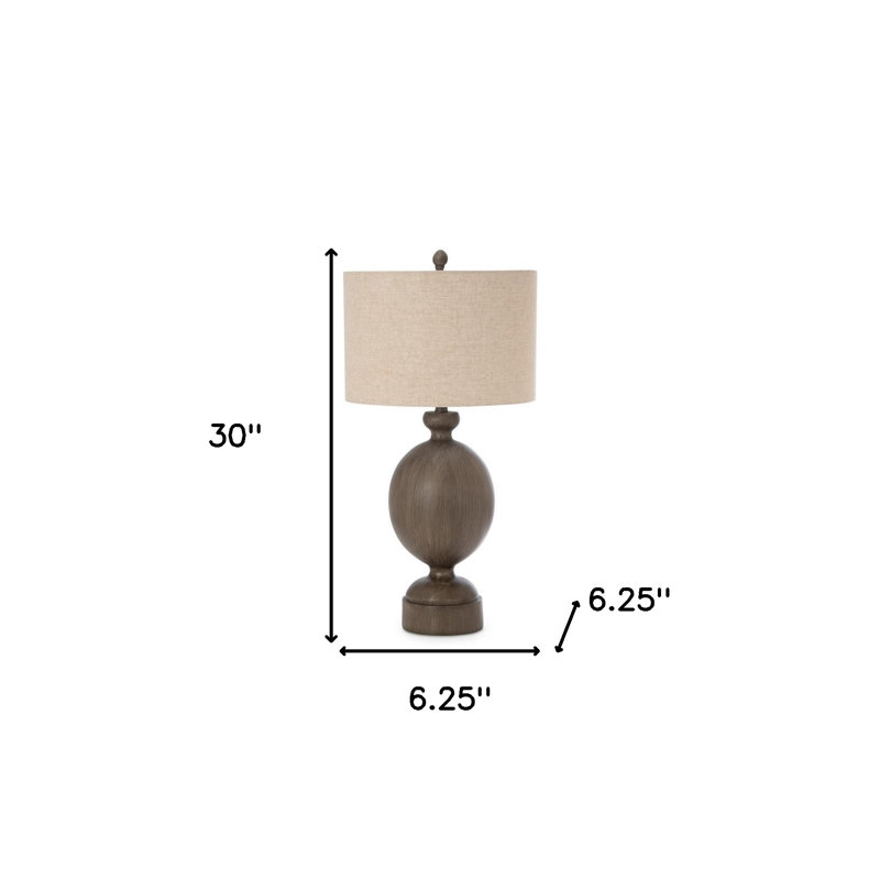 Lampe de table brune 30 po avec abat-jour tambour beige