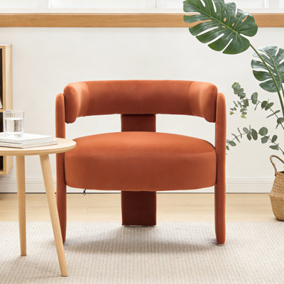 Fully Velvet Upholstered Living Room Chair Barrel Chair Arm Chair Reading Chair Accent Chair Bedroom Chair