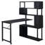 Table de coin en L pour bureau à domicile, table d'ordinateur rotative avec bibliothèque à 5 niveaux, quatre méthodes d'installation, roulettes verrouillables (bibliothèque)