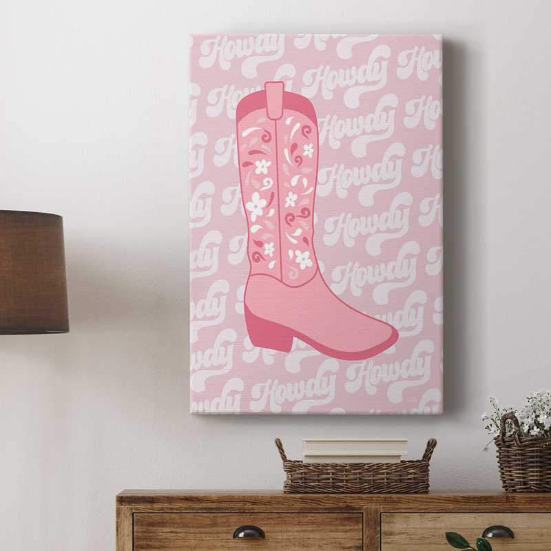 Botte rétro Howdy - Cavas enveloppés de galerie, H 18 po x l 12 po