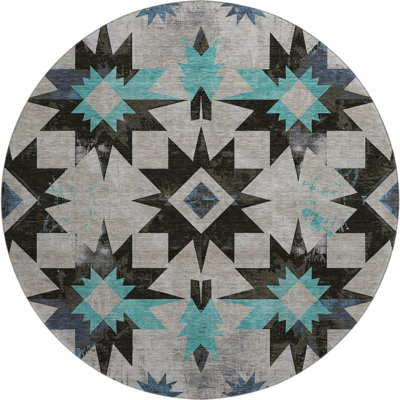 Premium Machine Washable Mayfield AMF1893 Aztec Rug