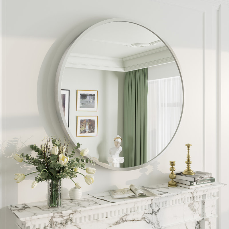 Miroir mural Amara, 36 po x 36 po, Argent brossé