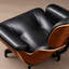 Méridienne et repose-pieds en cuir Mid-Century