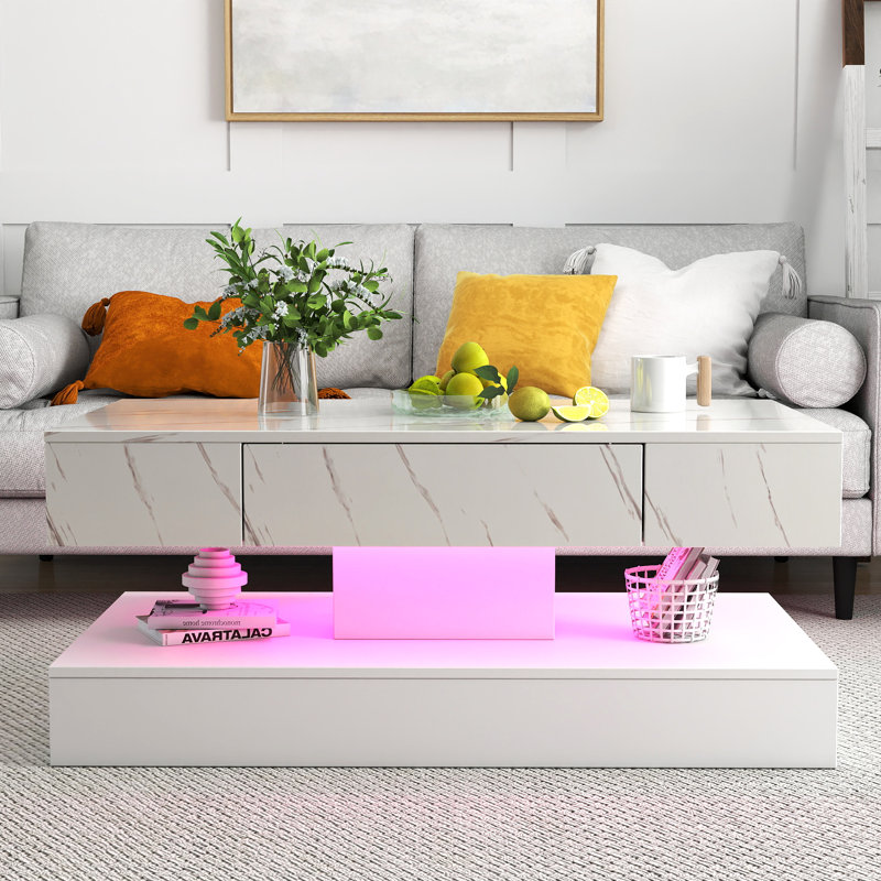 16.93" LED Coffee Table with Remote-Control RGB Lights