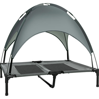 Elevated Portable Dog Bed With Canopy, 36", Gray - Airflow Enhancing, Breathable, For Large Dogs Stable Feet Cot, 36 Inch Canopy Sun Protection, Breathable Mesh,