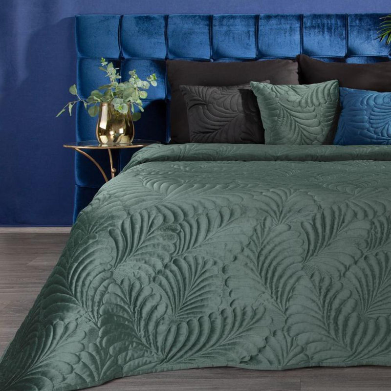 Purkey Floral Bedspread, Dark Mint, W220 x L240cm