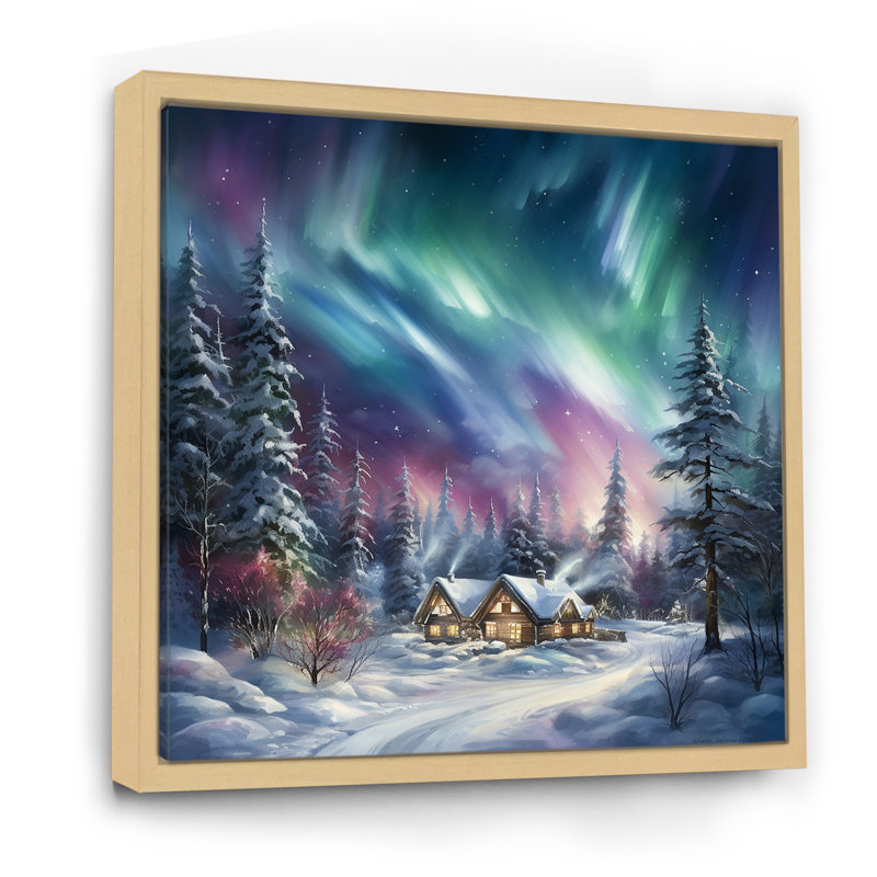 «Northern Lights Charm In Winter III» sur toile, Cadre naturel flottant, H 30 po x l 30 po