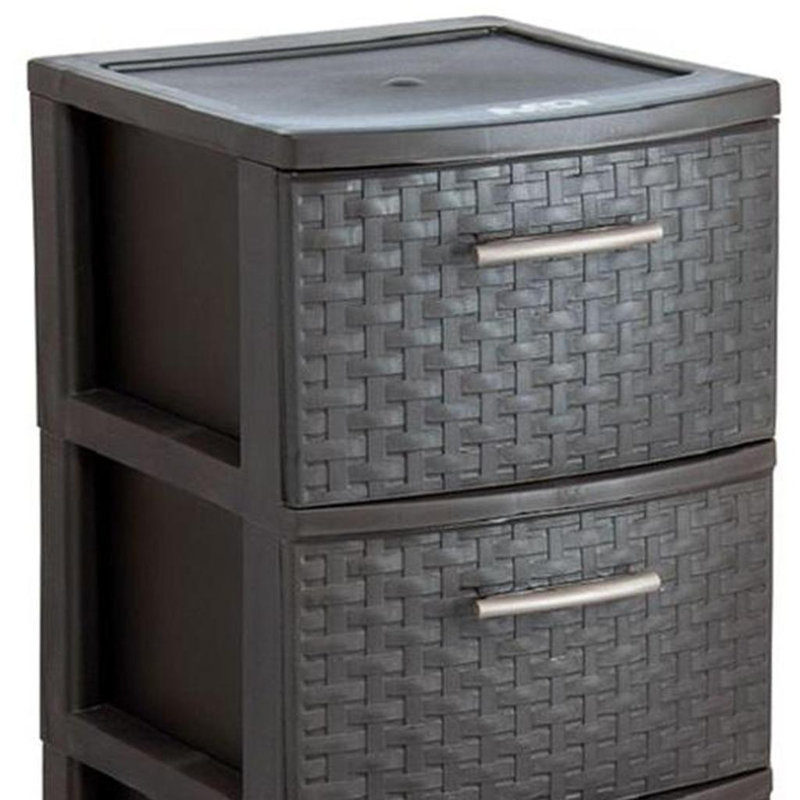 Armoire de rangement 13 po à quatre tiroirs en plastique robuste espresso