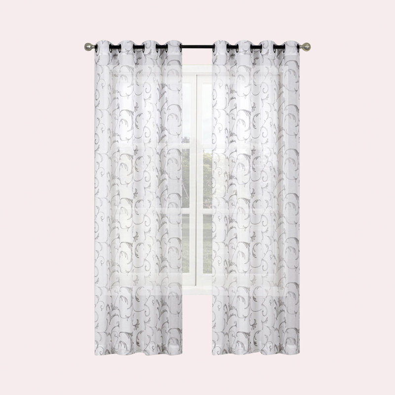 Allonah Semi Sheer Curtain Pair, Gray