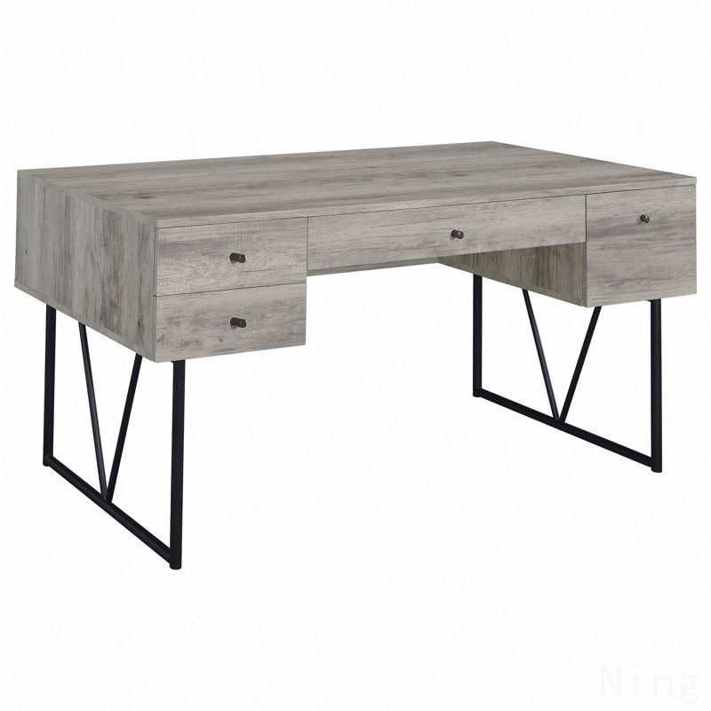 Table de travail à 4 tiroirs Driftwood, Gris