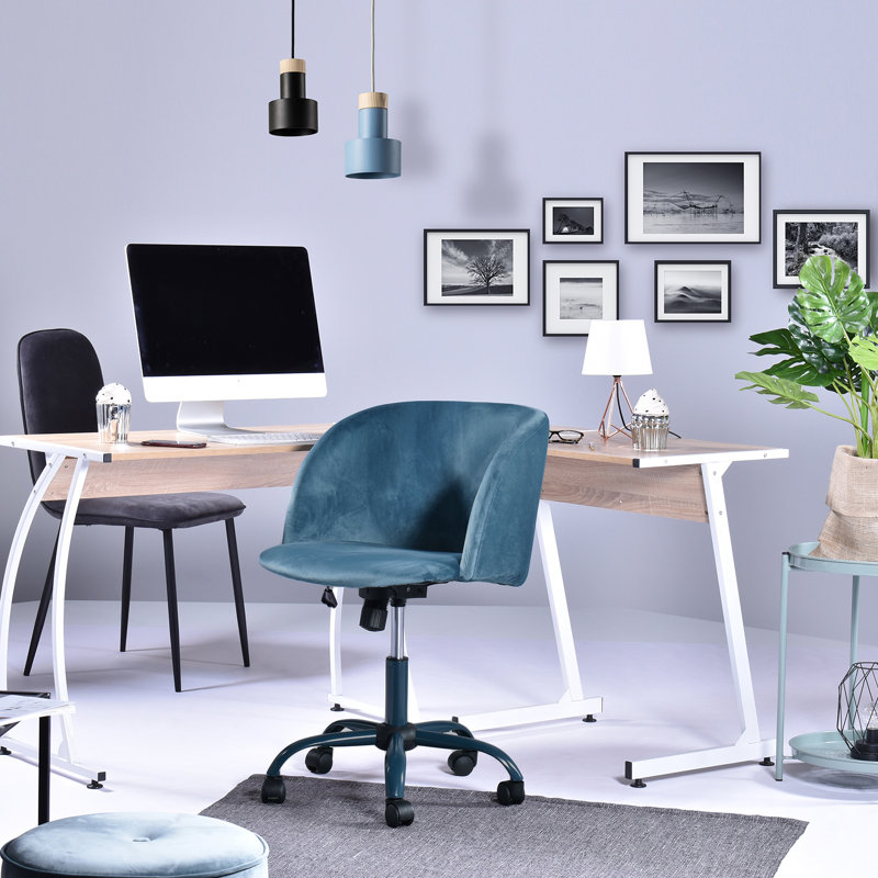 Hetherington Velvet Office Chair, Blue