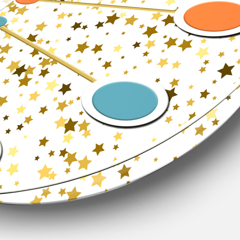 Golden Glitter Confetti - horloge murale Mid-Century moderne, Grand