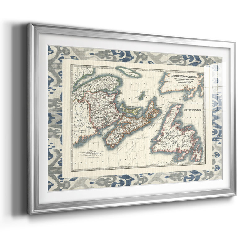 " Bordered Map Of Canada ", 19" H x 27" W x 1.5" D, Silver