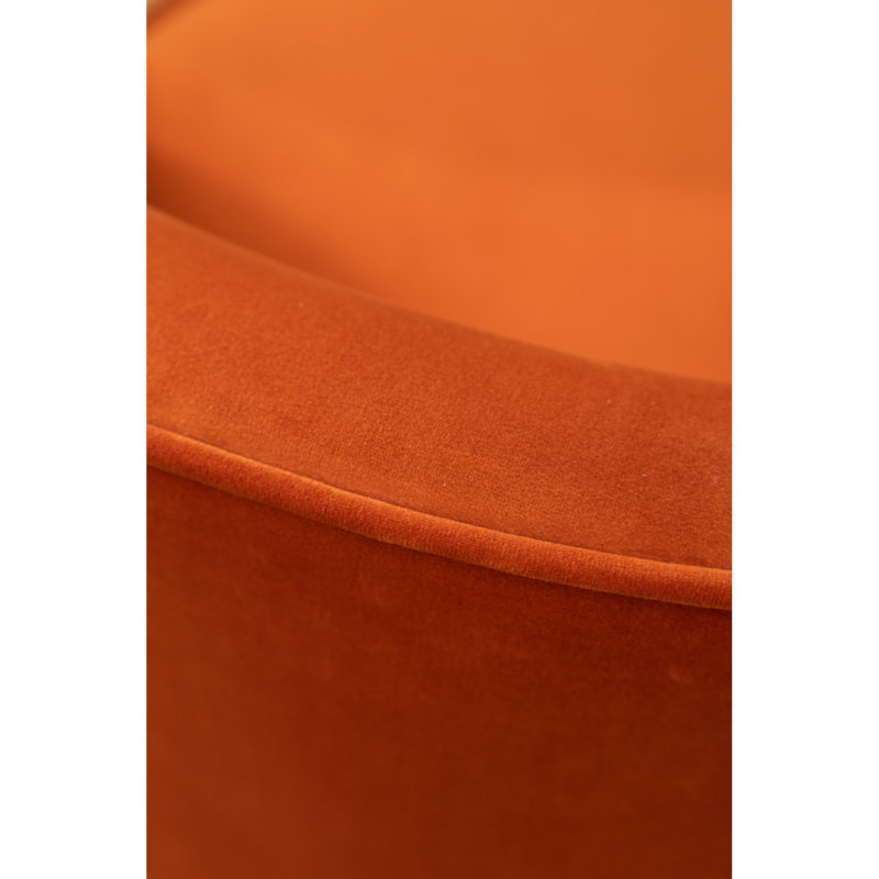 Fauteuil pivotant en velours orange par - Ajout élégant et confortable, coussin en mousse haute, base en or poli, Orange