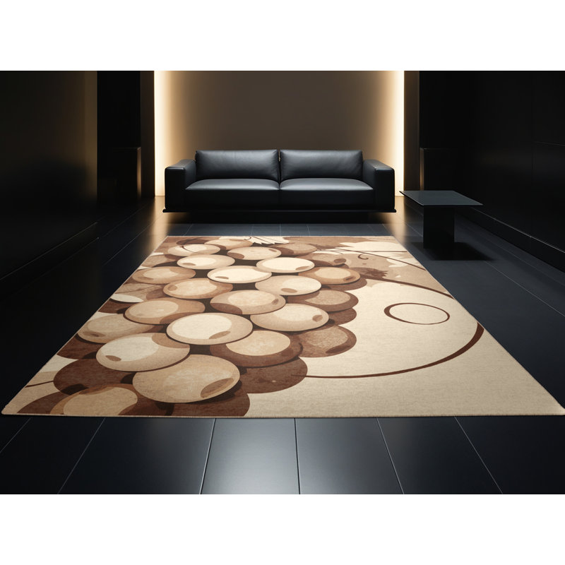 Machine Washable Templeton Grapes Posh & Luxe Rug in Beige – Beige Binding, 2x4