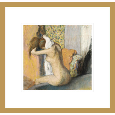 «After the Bath Woman Drying Her Neck» par Edgar Degas, impression giclée encadrée