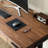 Nut-brown + Black Rectangular Hight adjustable Solid Wood + Steel with 2 drawers desk-107971798