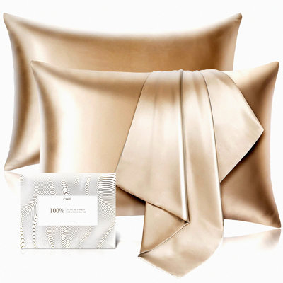 Luxury Silk Hair Pillowcase Set - Queen Size Envelope Closure Pillowcases (Set of 2) - Smooth & Soft Satin Pillow Covers for Hair Care & Skin Beauty