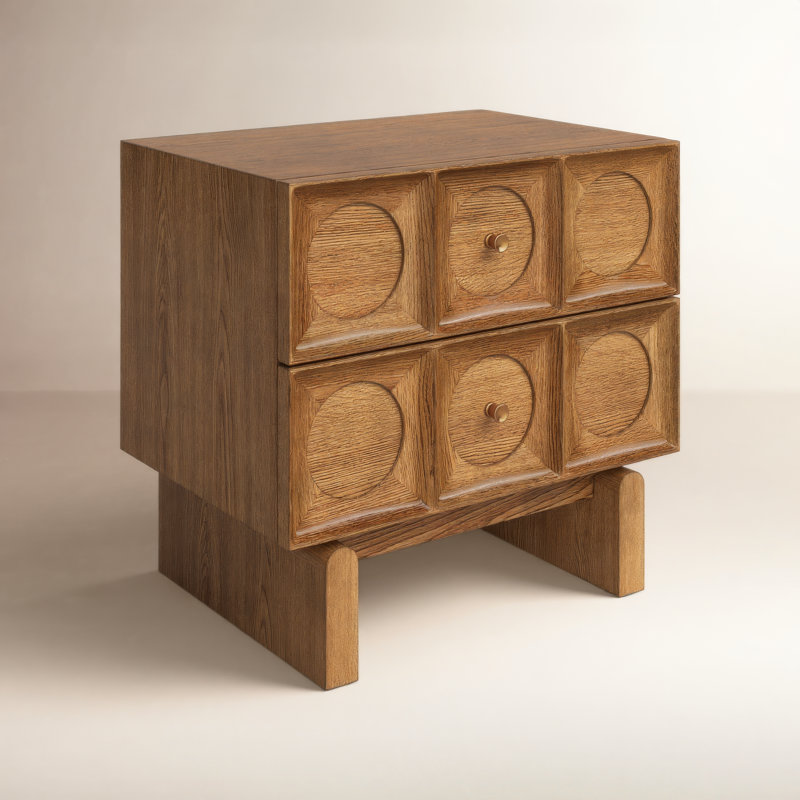 Table de chevet en bois massif à 2 tiroirs Keanu