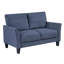 Bleu moderne moderne avec accoudoirs légèrement évasés et rembourrage en tissu à haute densité de faux bois noir