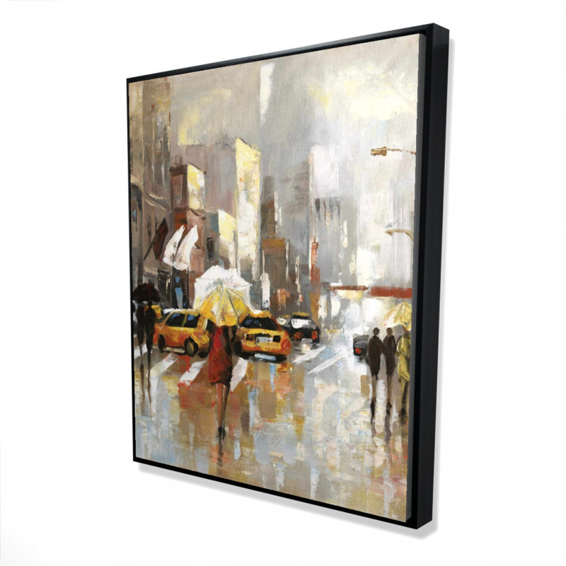 «People With Umbrellas Walking Across The Street» sur toile