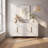 Fluted Panel Sideboard – Contemporary White Storage Credenza with Metal Handles-1692153086