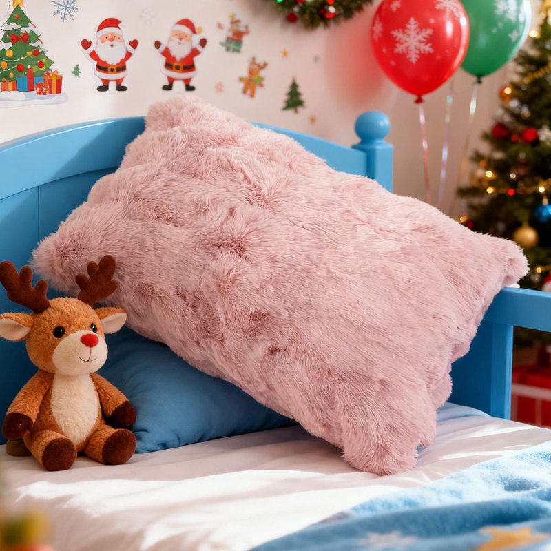 Cotton Rectangular Backrest Cushion, Pink