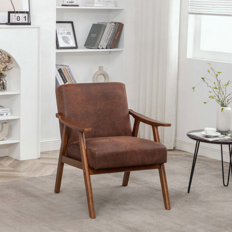 Chaise d'appoint Mid-Century avec microfibre (brun clair), Brun pâle