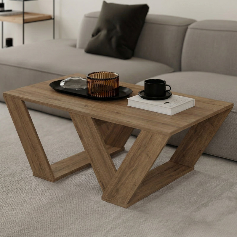 Aiysha Cross Legs Coffee Table, Dark Oak Effect