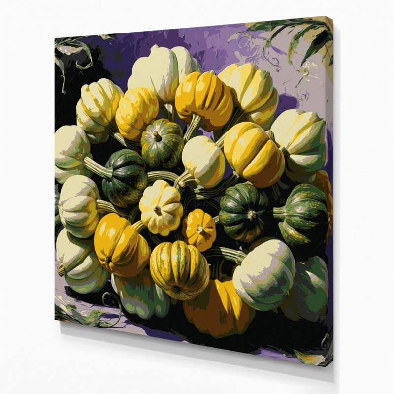Légumes, art mural sur toile, Pattypan, H 12 po x l 12 po