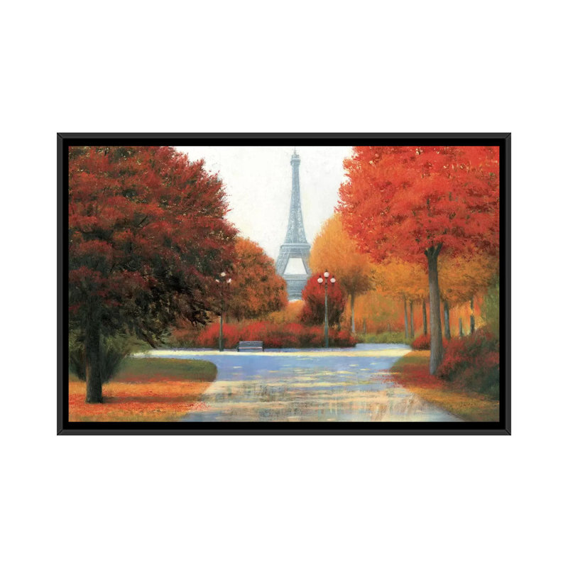 « automne à paris », reproduction d’art sur toile tendue, H 18 po x l 26 po x P 1,5 po, Toile avec cadre noir