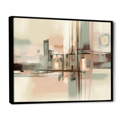 Familiarity Minimal Abstract Retro Pink Pastel - Abstract Painting Canvas Print