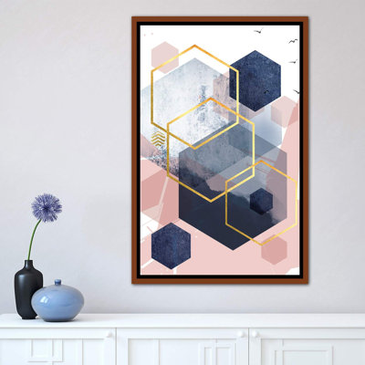 «Abstract Navy Blush Gold I» par Urban Epiphany - impression d'art graphique