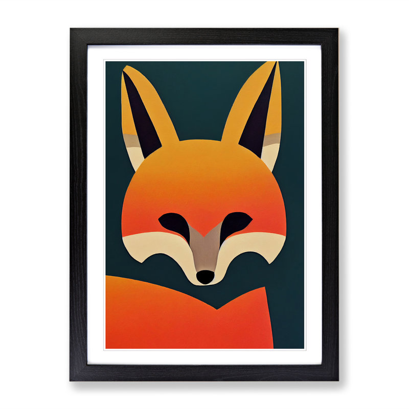 FRM-V0523-1030X Fox Minimalism - Single Picture Frame Print, 46cm H x 34cm W x 2cm D, Oak Framed