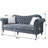 88.6" Chesterfield Sofa, Velvet Couch with Crystal Diamond Inlay on Seat & Back, Grey-115948910