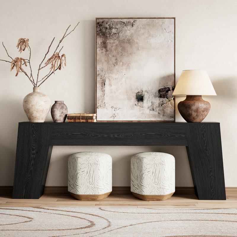 Extra Long Sofa Console Table For Entryway, 78-Inch Large Farmhouse Wood Behind Couch Table, Black