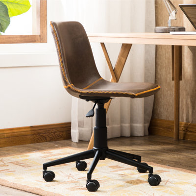 Faux Leather Office Chair, Antique Gray. Comfortable Curved Seat And Upholstery. 360 Swivel Adjustable Height. Matte Black Steel Frame With 5 . Modern Chair Gray Chair. Soft For Use. Gas Lift