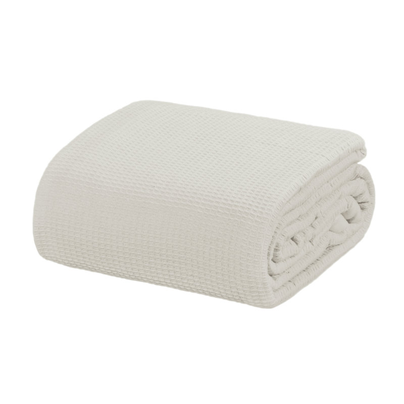 Glacier Grey Queen Cotton Waffle Knit Blanket
