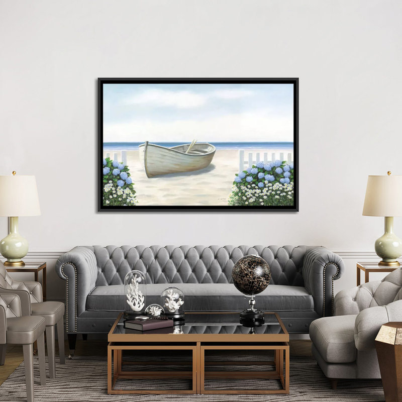 « beach days i », impression sur toile, H 40 po x l 60 po x P 1,5 po, Toile avec cadre noir, Pas de tapis