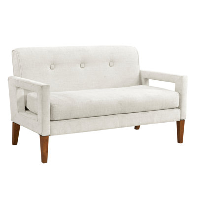 Chenille beige moderne, salon, hauteur de l'ensemble de 17,5 po, coussins de siège réversibles attachés au dossier, housses amovibles, hauteur des pieds de 8,5 po