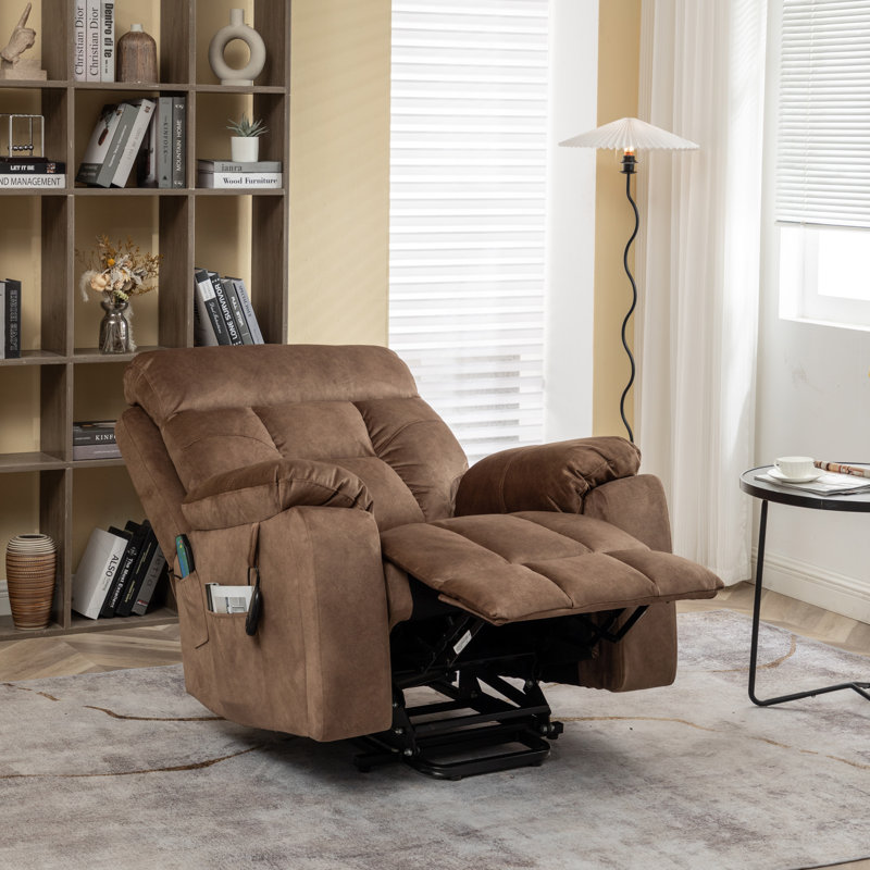 Fauteuil inclinable électrique lève-personne de 40,94 po Chiraag, Mélange de polyester brun