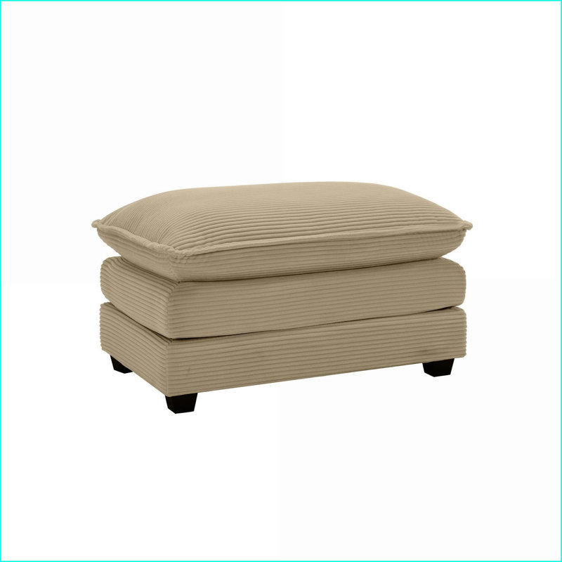 Ottoman Footstool, Tan Brown Corduroy, Retro-Modern, for 2-4 Seater Sofas | Wood | Black, Tan