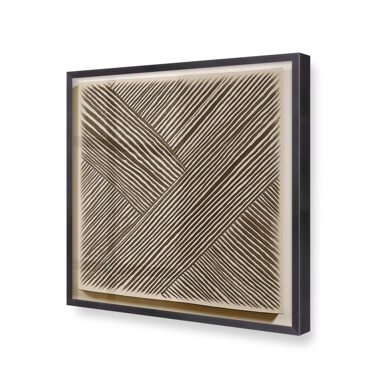Illusion linéaire moderne III, Cadre simple en zinc patiné, H 13,75 po x l 13,75 po