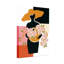 Plantes et fleurs, femme abstraite tenant un motif de roses-2103809045