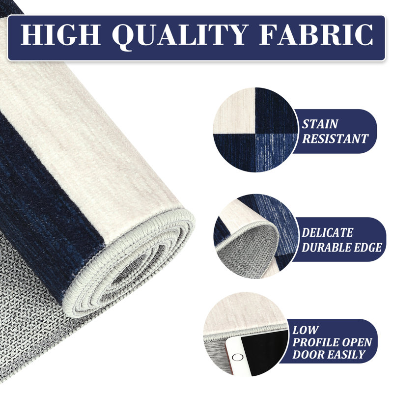 Tapis à carreaux lavable à la machine Randolph, Tapis de couloir 2 pi x 6 pi